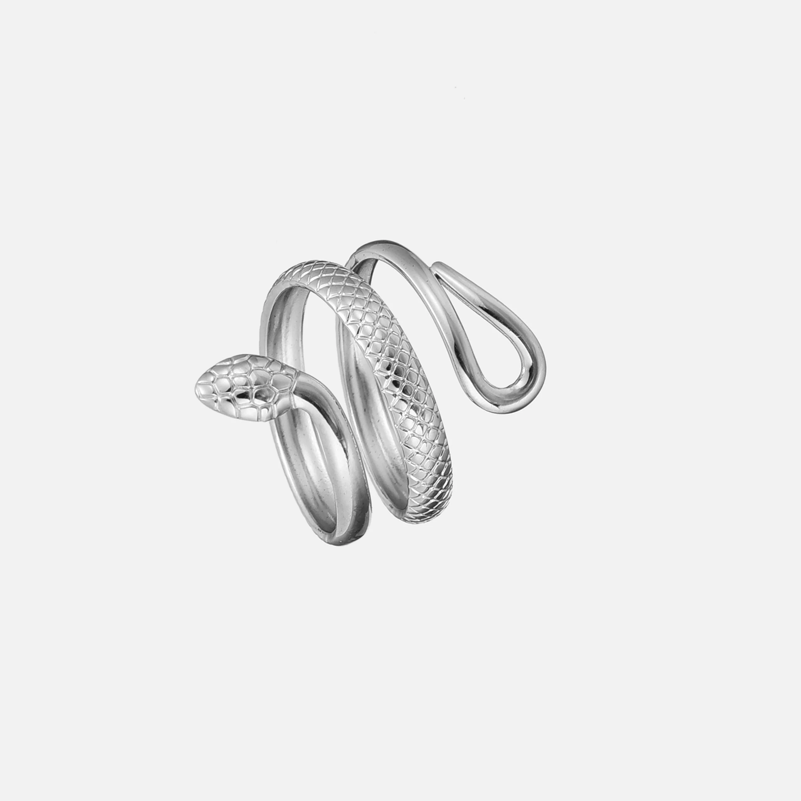 Detailed Snake Ring - Silver (Adjustable) - Image 2